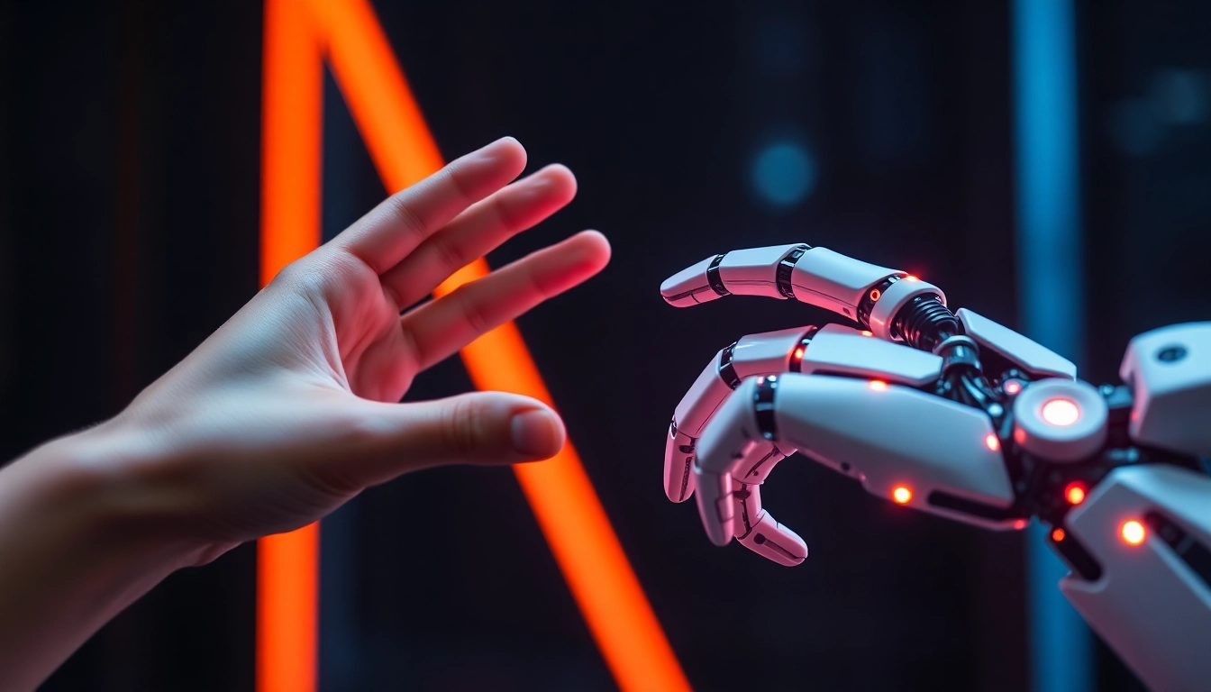 Human or Not AI game: a person and robot engaging in conversation, highlighting AI vs. human interaction with focus on discernment skills for accessibility.