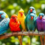 Vivid image showcasing pet birds like parakeets and cockatiels in a home setting to attract bird lovers and potential owners.
