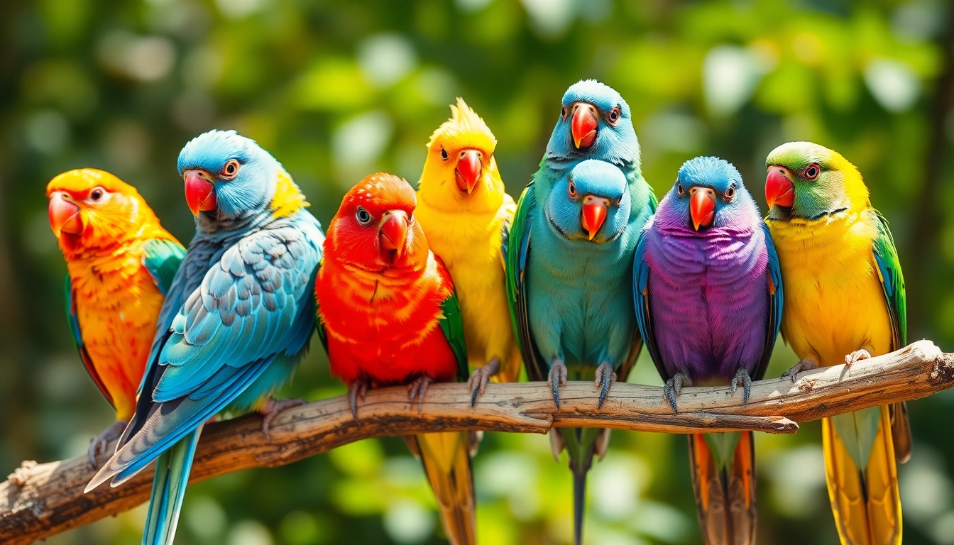 Vivid image showcasing pet birds like parakeets and cockatiels in a home setting to attract bird lovers and potential owners.