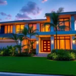 View of https://789f.miami/ showcasing a stylish Miami property with tropical surroundings and clear skies for potential buyers and visitors.