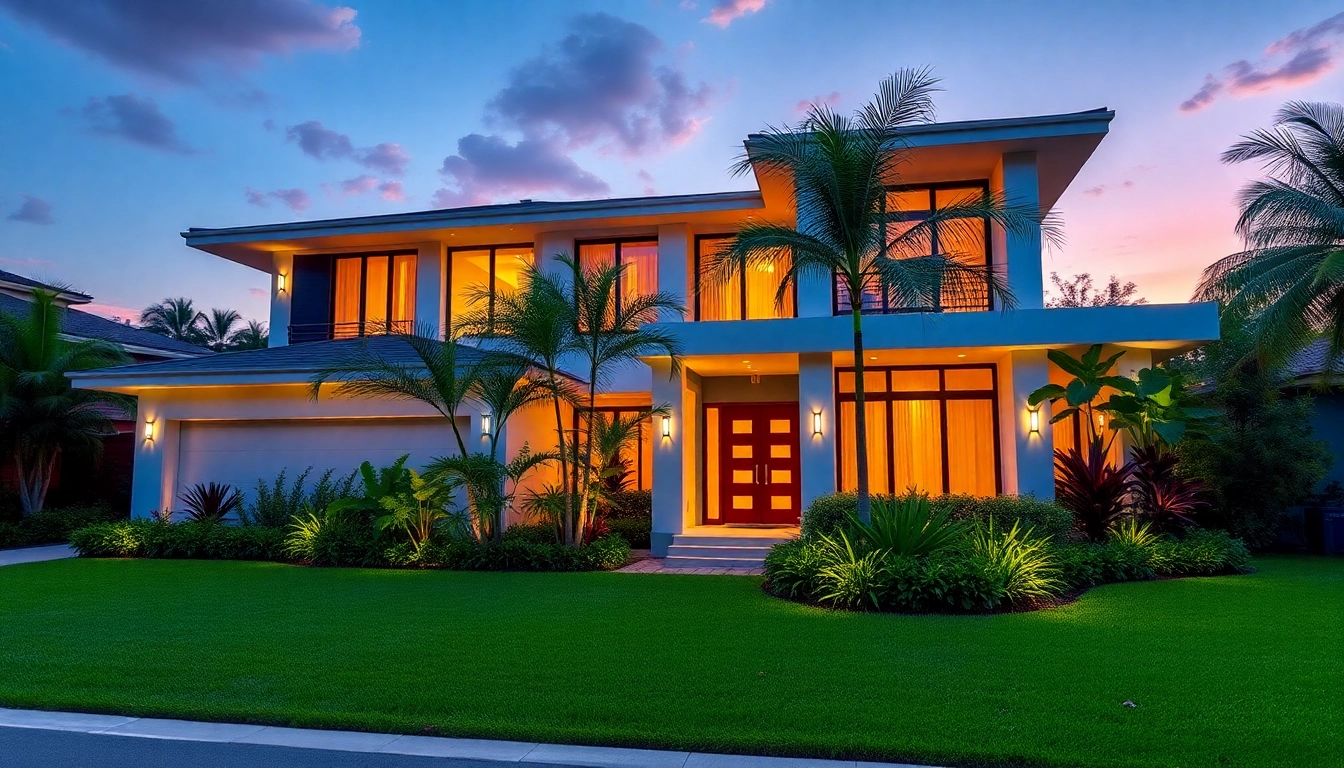 View of https://789f.miami/ showcasing a stylish Miami property with tropical surroundings and clear skies for potential buyers and visitors.