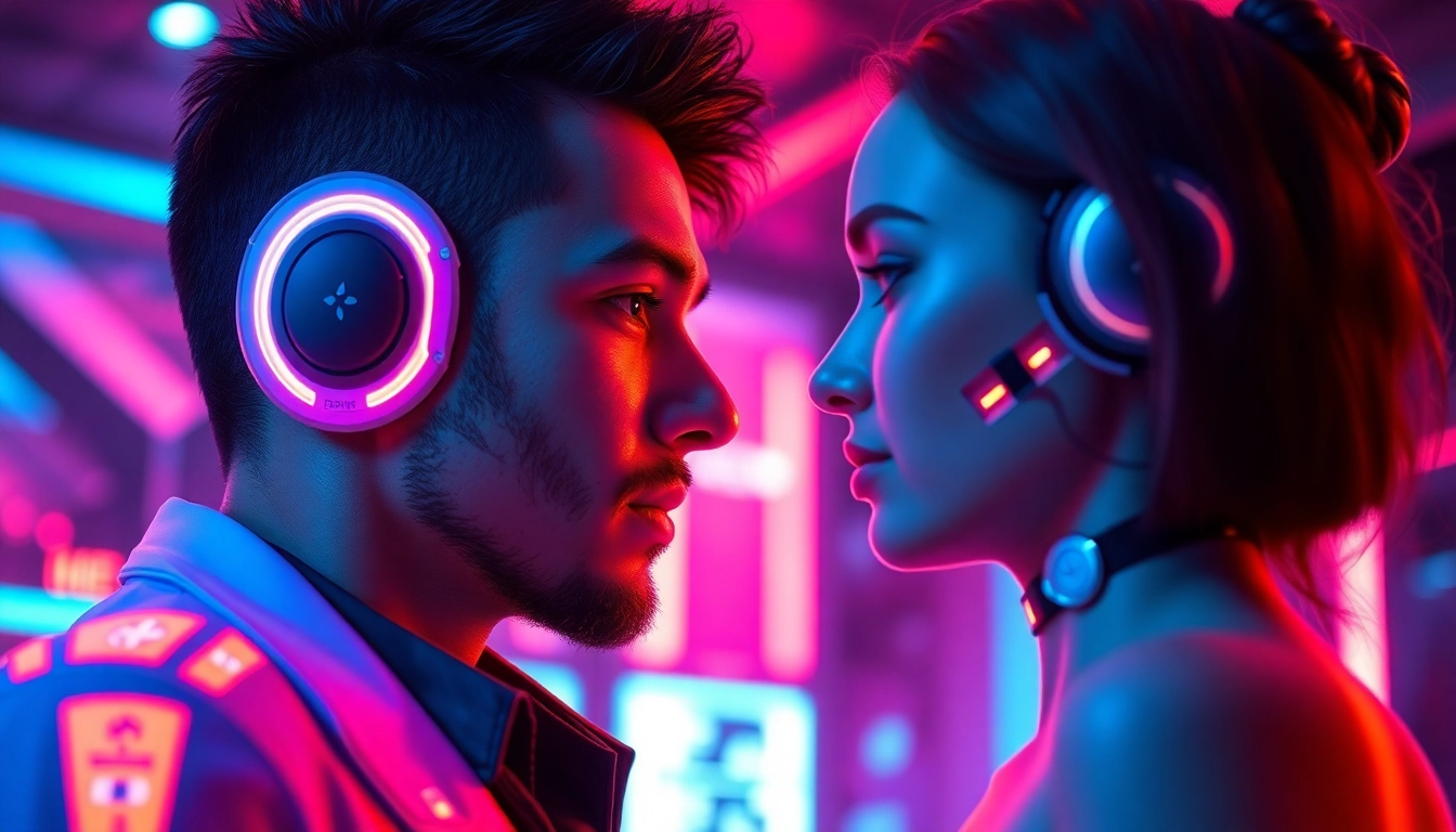 AI girlfriend in a warm, intimate digital interaction with a user, showcasing personalized conversation and emotional connection.