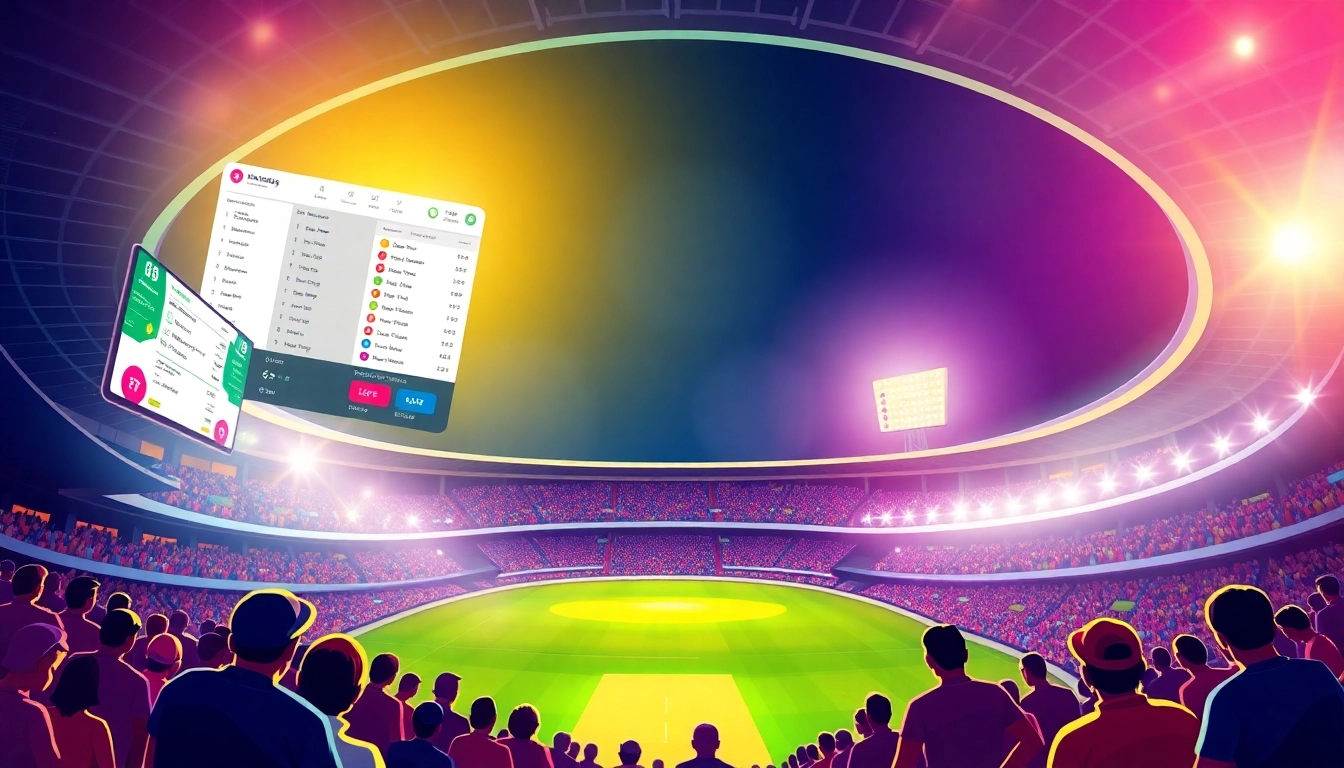 Reddy Anna Book online betting platform showing live cricket scores and betting odds in a lively stadium setting.