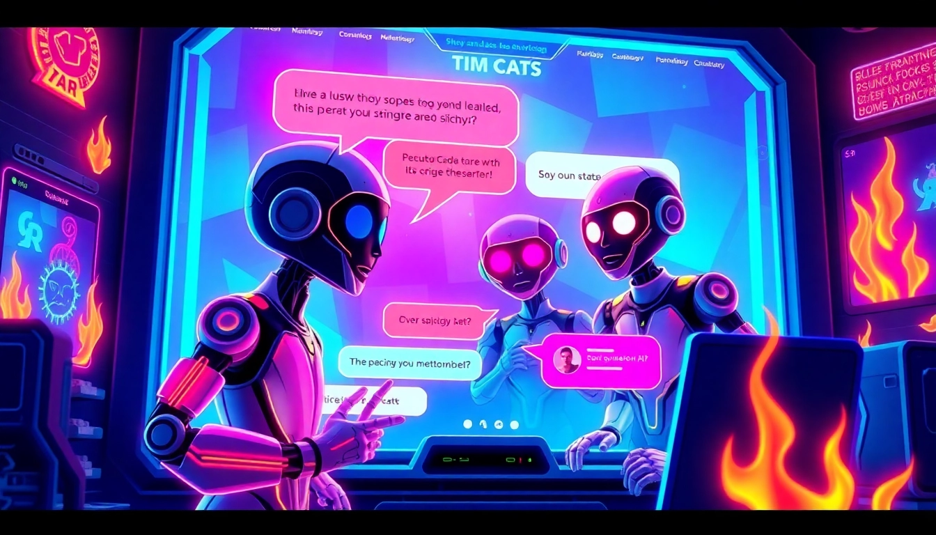 Spicy AI Chat app interface displaying colorful, animated characters engaging in playful and suggestive conversations for user entertainment and customization.