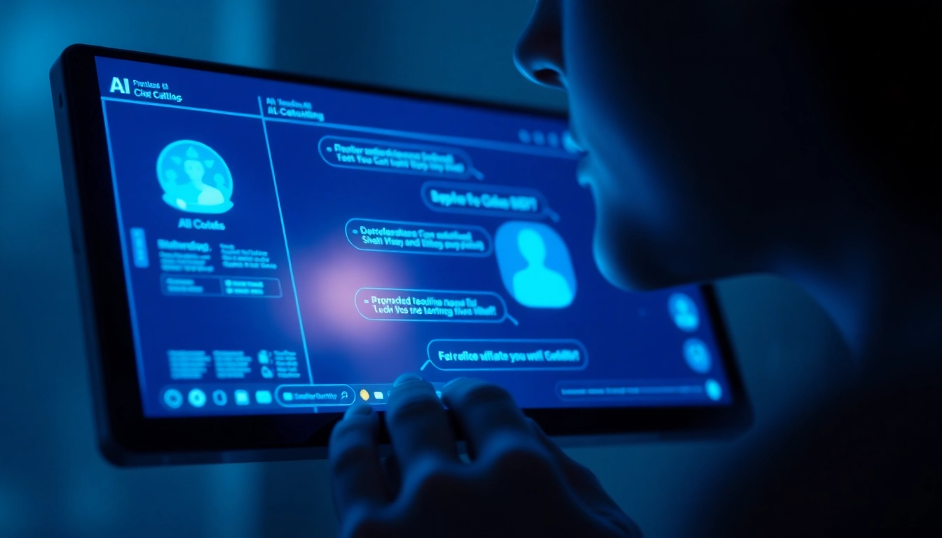AI girlfriend engaging in a warm conversation on a high-tech device, showcasing realistic interaction and emotional connection, optimized for accessibility.