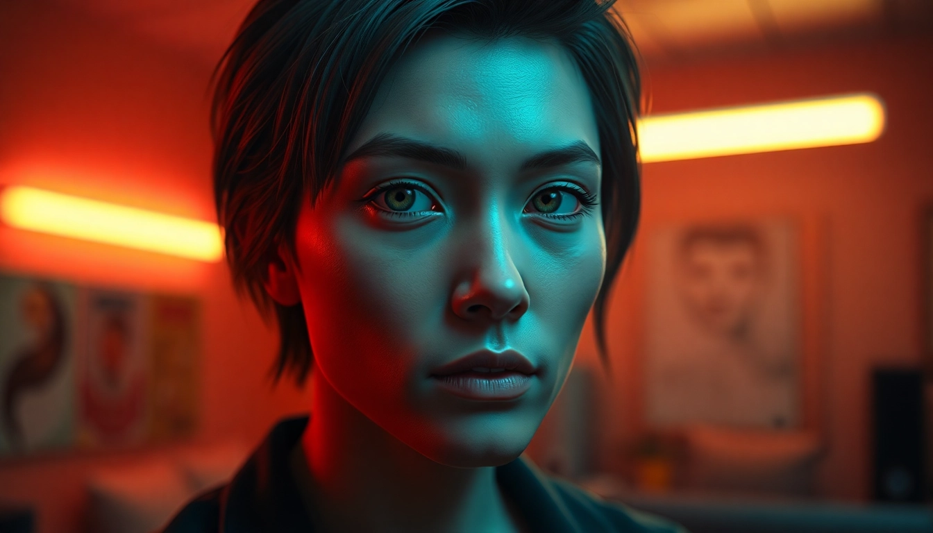 Dynamic, hyper-real NSFW AI Generator portrait with emotion-aware styling in neon-lit setting