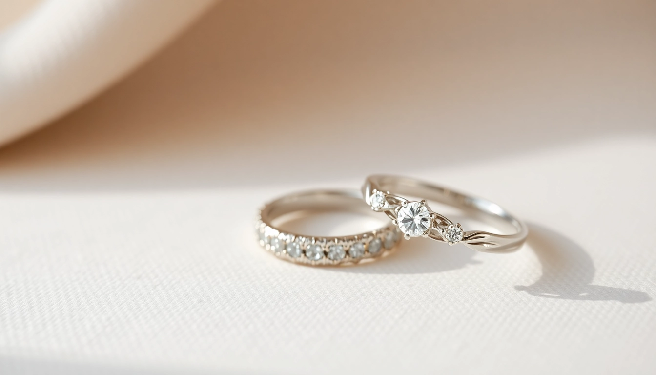 Showcase of white gold engagement rings featuring dazzling diamonds, highlighting fine