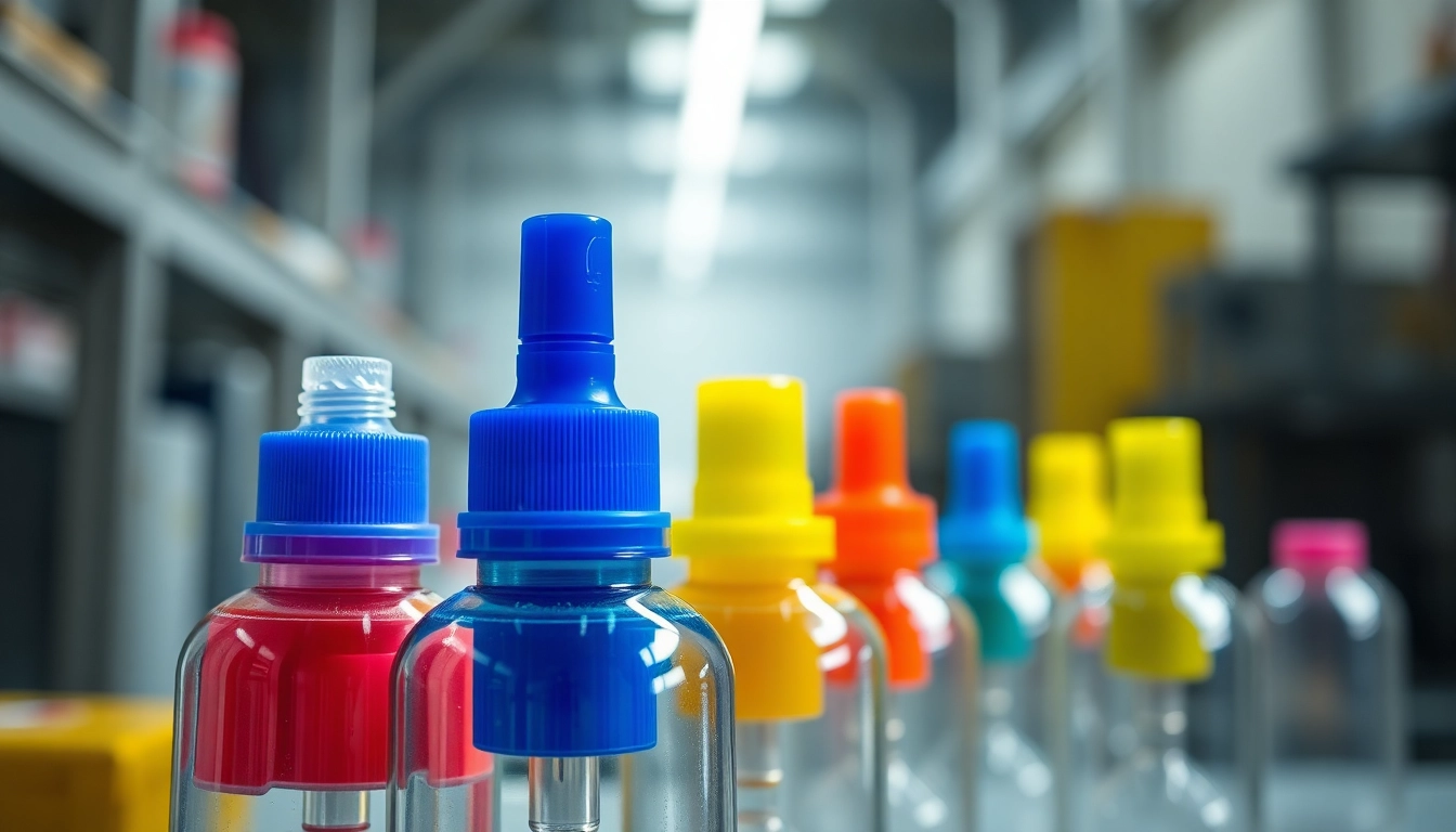 Product shot of durable polietilen sise containers being filled in a factory setting for