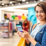 Robust Rabattkoder display on phone screen with shopping cart and discounts, guiding users to
