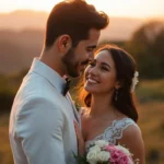 Professional photographer capturing natural eskuvoi fotozas moments of bride and groom in