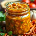 Samosa Chutney served in a traditional bowl with spices, showcasing rich textures and vibrant