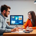 Professional educator using an e-learning authoring tool to create personalized online courses