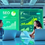 Skilled team working on agencia de posicionamiento web strategies using digital tools in a