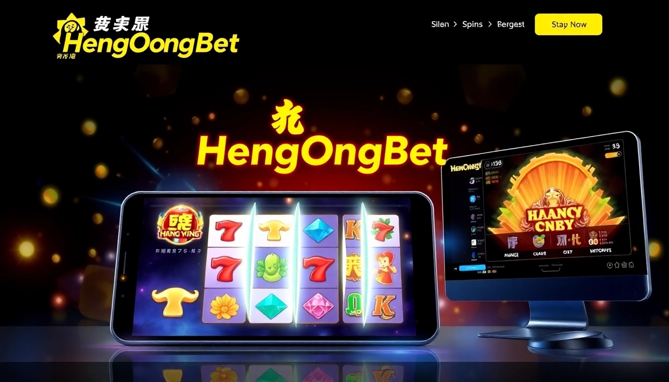 Hengongbet logo displayed on a vibrant digital gaming platform with winning reels and secure